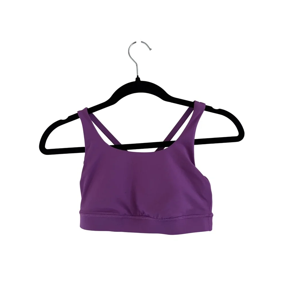Lululemon Energy Bra Purple Strappy Back Medium Support Sports Bra W2C79S Size 4